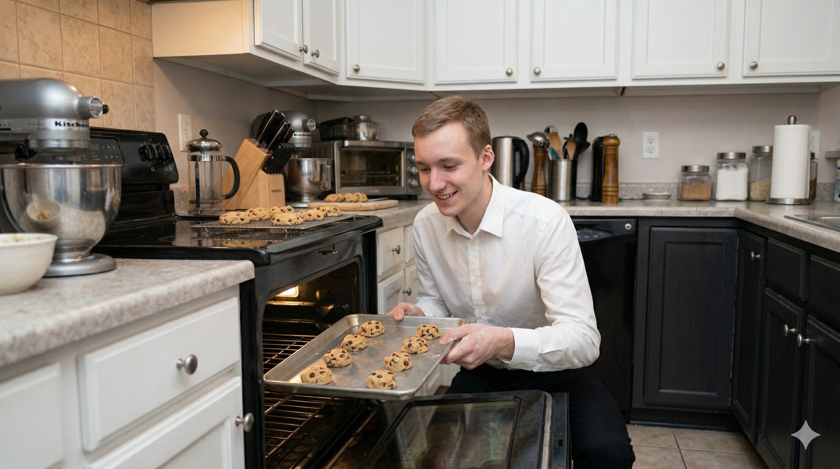 Cookies disposés sur plaque avant enfournement